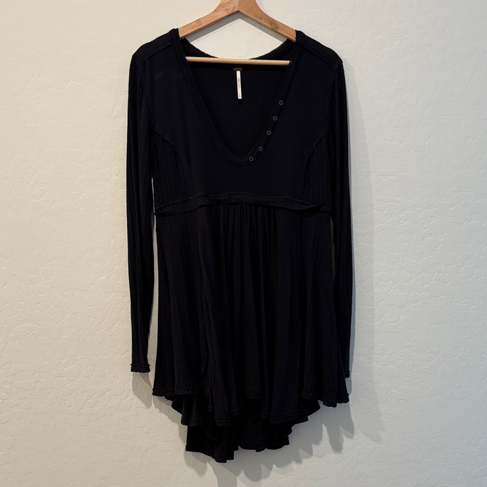 Free People Black Long Sleeve Tunic